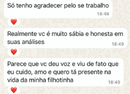 Depoimento enviado por cliente à Thuany Braz.