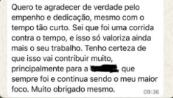Depoimento enviado por cliente à Thuany Braz.